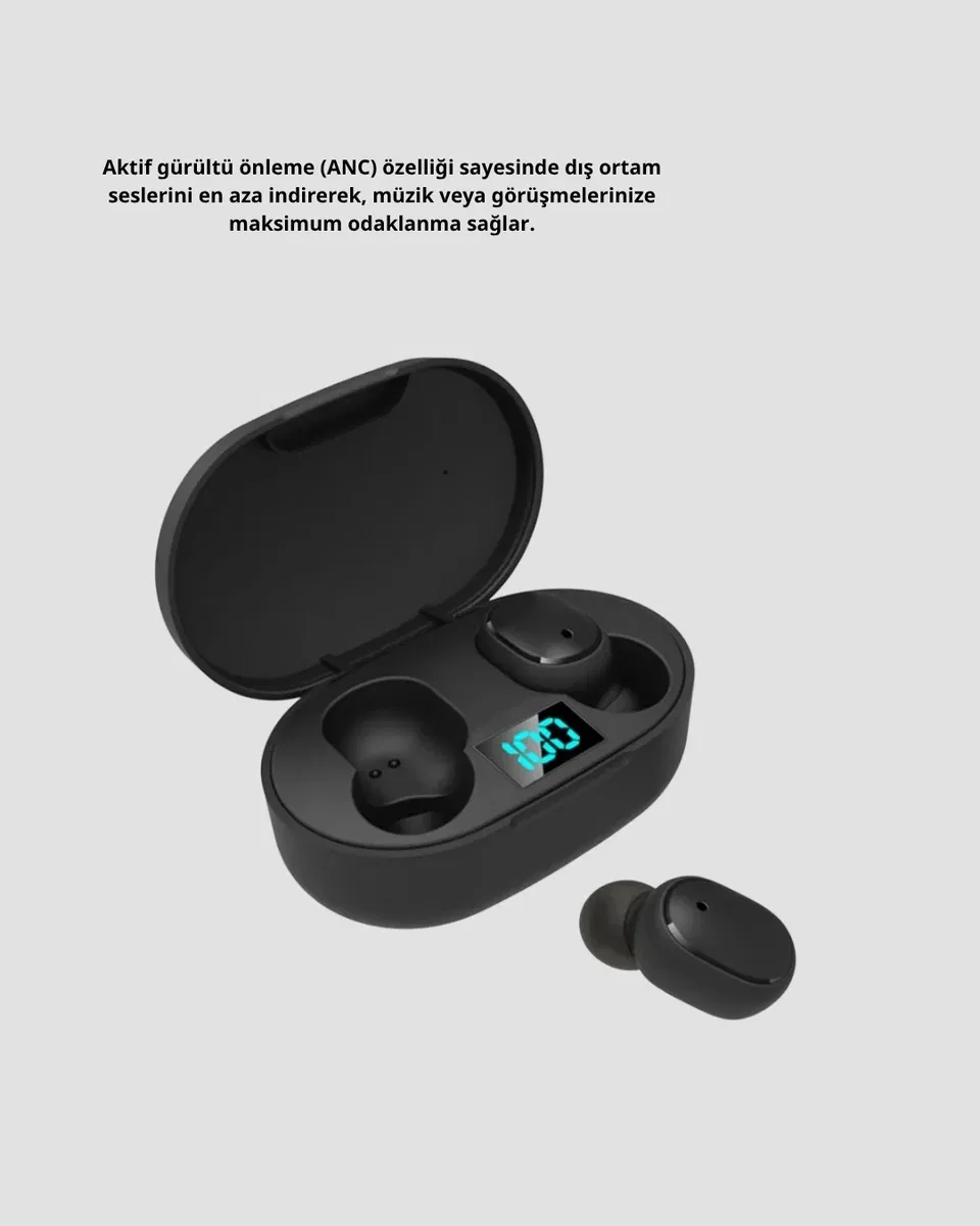 ANC Bluetooth Kulaklık – Suya ve Tere Dayanıklı, Uzun Pil Ömürlü, Mikrofonlu Kablosuz Kulaklık görsel 3