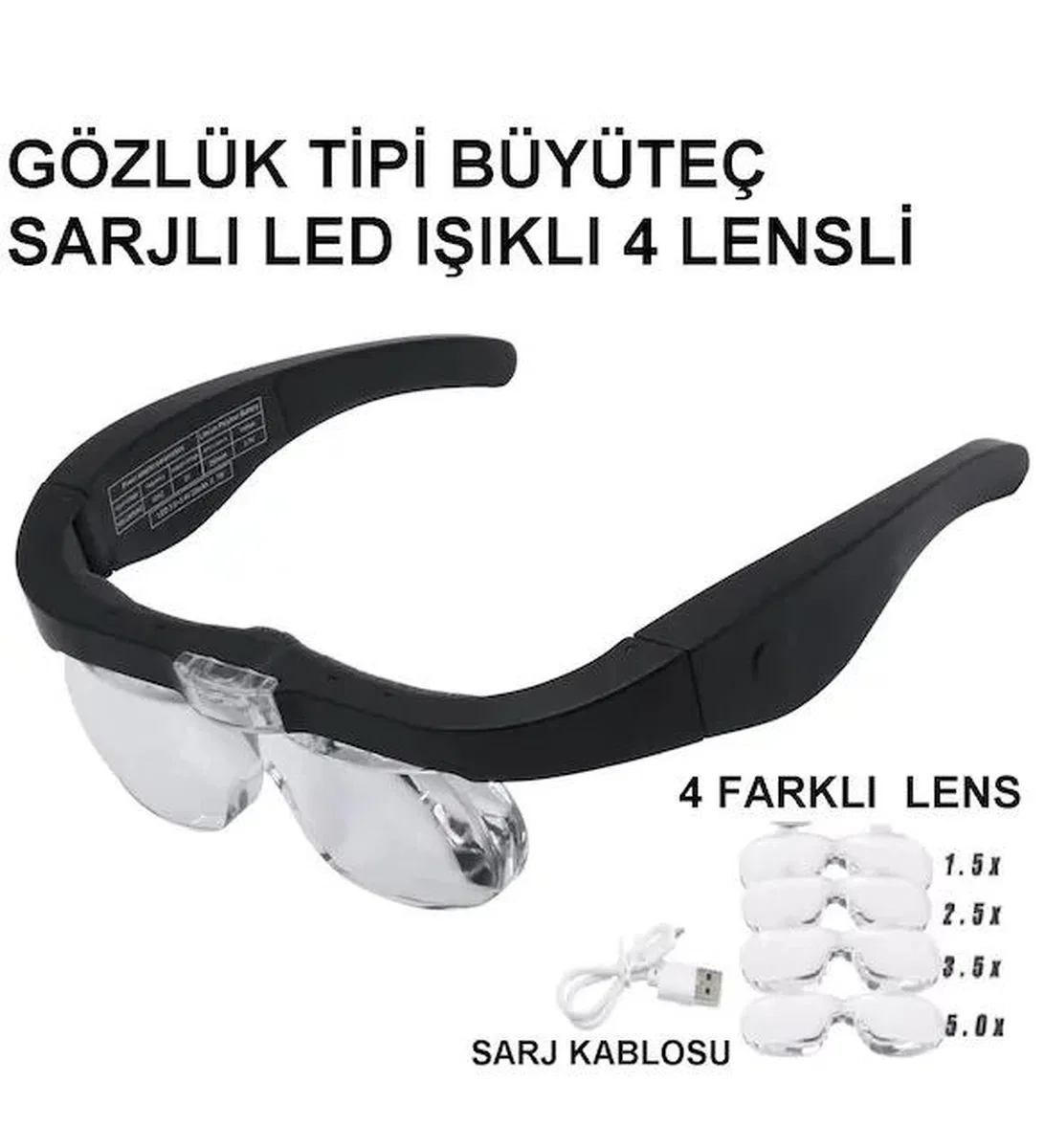 Nikula- Şarjlı Gözlük Büyüteç 4 Farklı Lens -11537dc görsel 3