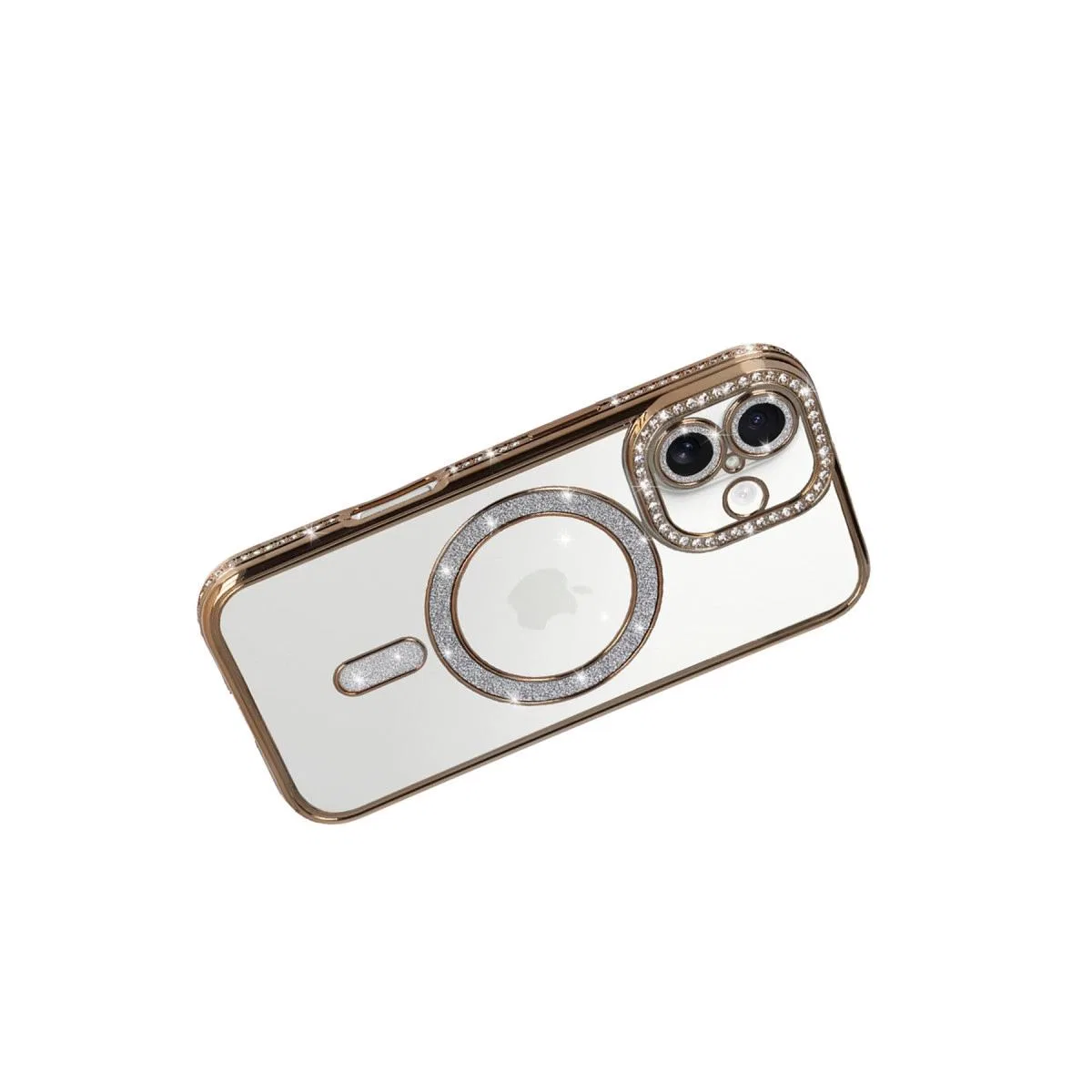 Apple İphone 17 Joke Simli Magneticsafe Kılıf - Gold görsel 4