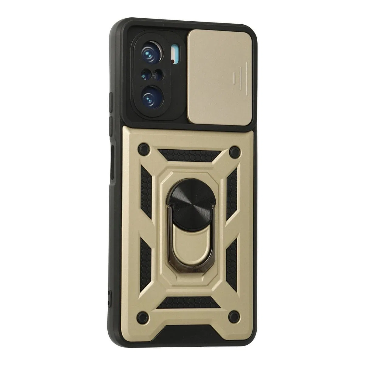 Xiaomi Poco F3 Kılıf Pars Lens Yüzüklü Silikon - Gold görsel 3