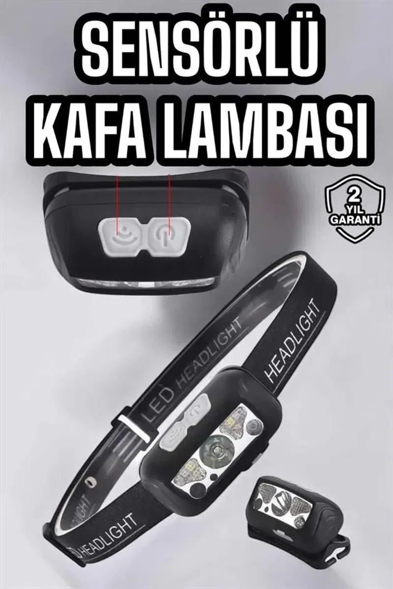 Kafa Lambası Kamp Lambası Sensörlü Şarjlı Ayarlanabilir görsel 2