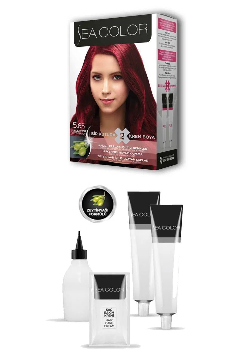 2X2 Tüp Krem Saç Boyası Seti Çilek Kırmızısı No: 5. 65 görsel 2