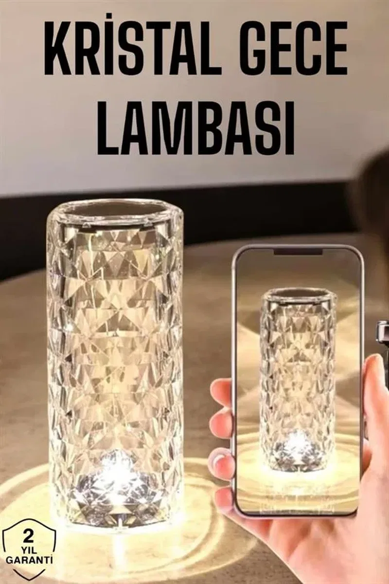 Kristal Dokunmatik Ve Kumandalı Masa Ve Gece lambası görsel 2