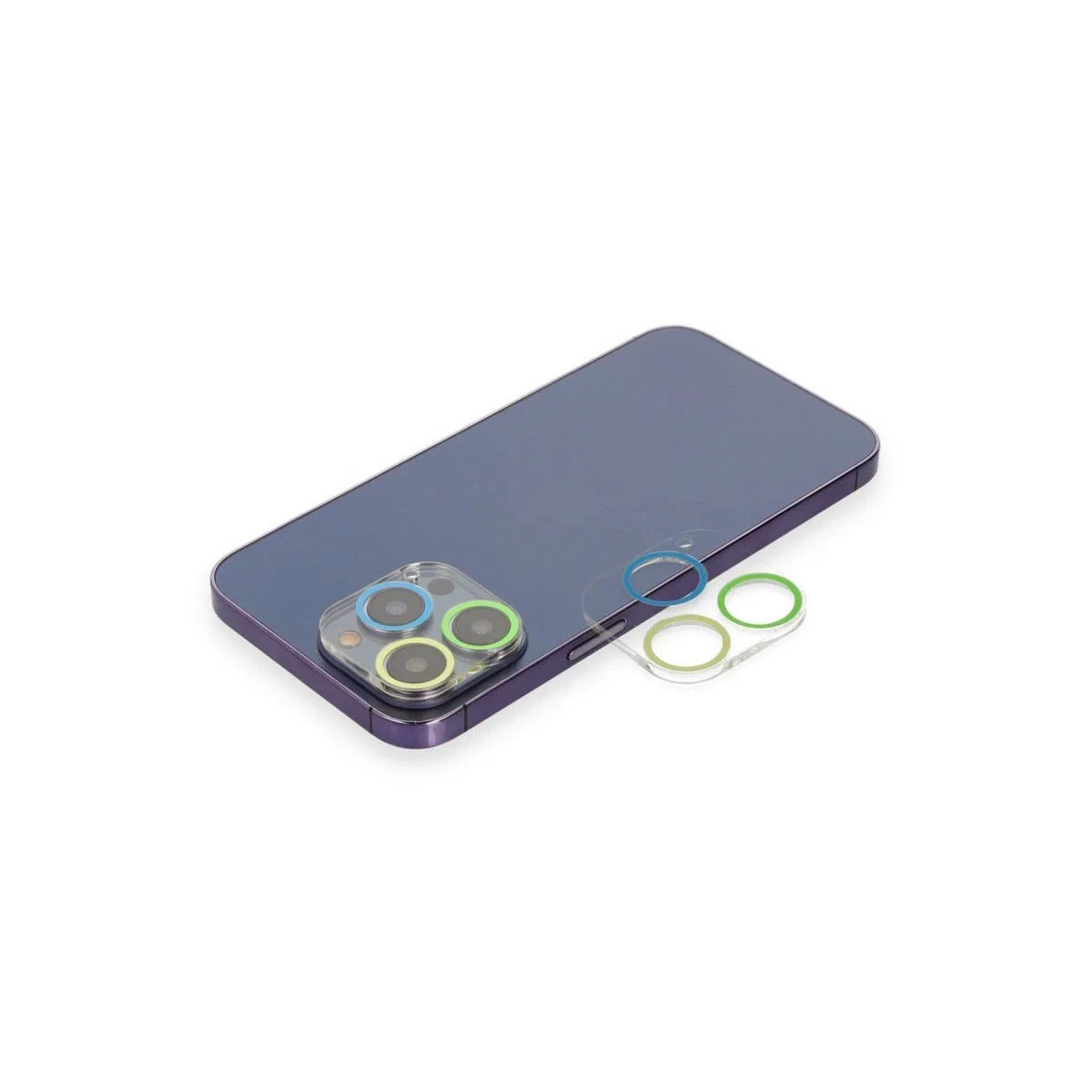 Apple İphone 12 Pro Renkli Kamera Lens Koruma Cam - Yeşil-sarı