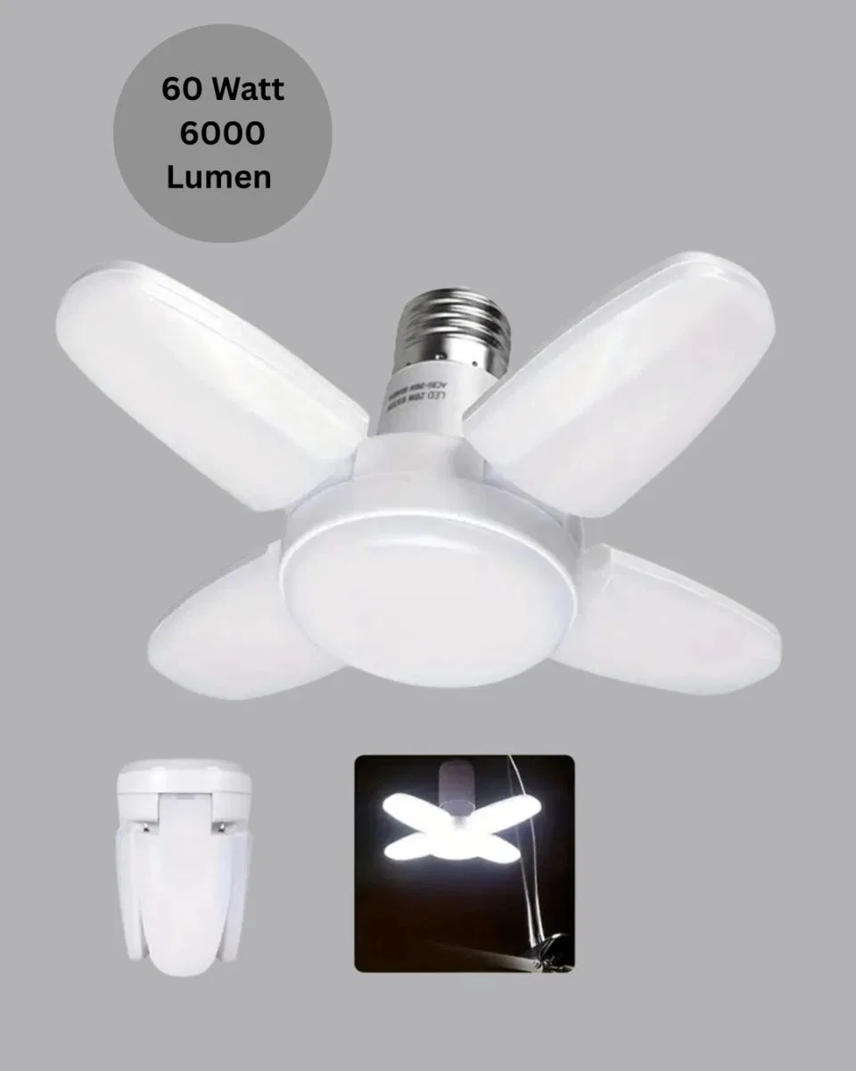 4 Kollu Katlanır Pervane Led Ampül 60 Watt Yüksek Aydınlatma Ve Enerji Tasarrufu görsel 3