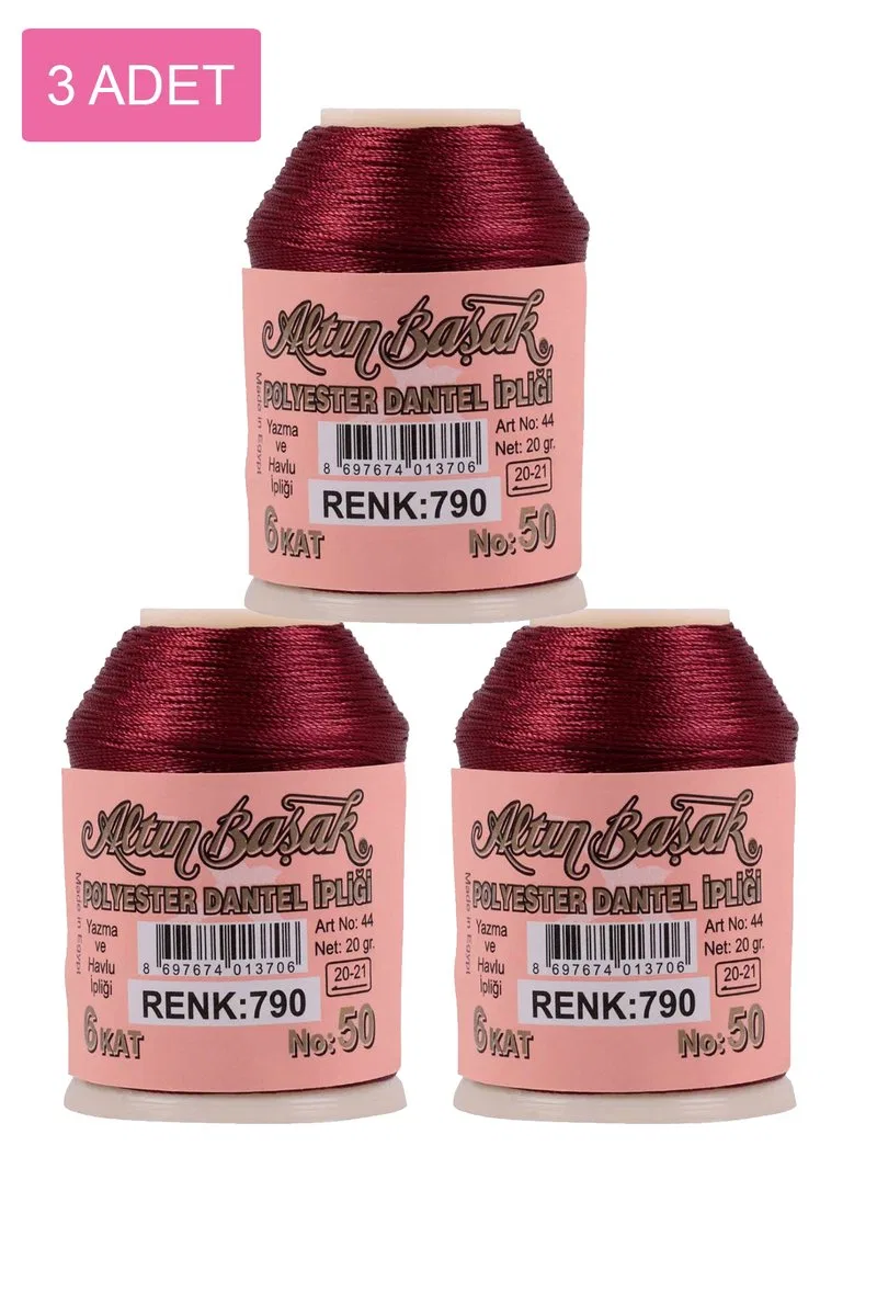 3 Adet Altınbaşak Oya ve Dantel İpi 20 gr - Royaleks - No: 790