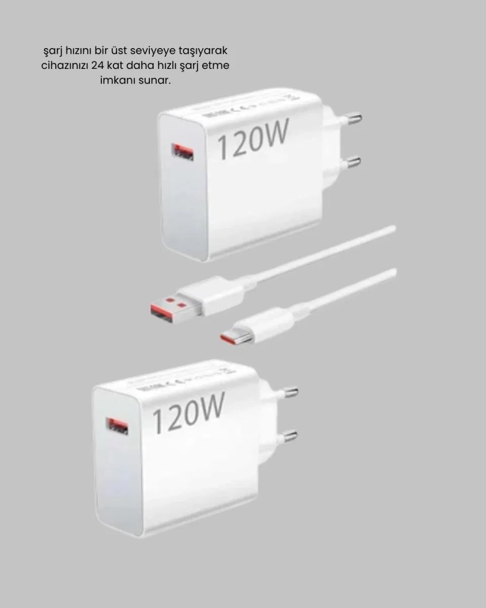 120w Hızlı Şarj Başlığı Ultra Güçlü Type-c Adaptör Kablo Dahil görsel 4