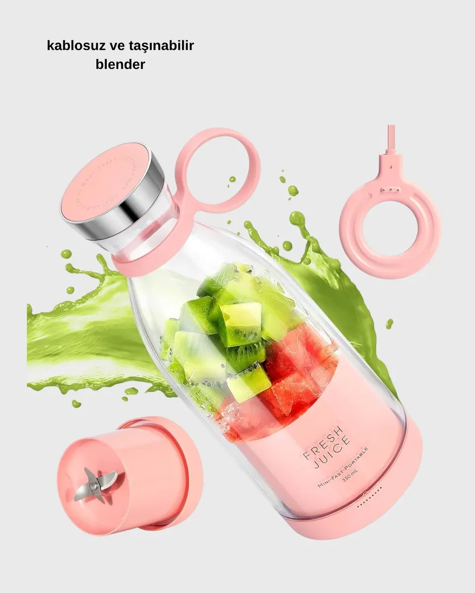 Kablosuz Taşınabilir Mini Blender – USB Şarjlı, 1200mAh görsel 5