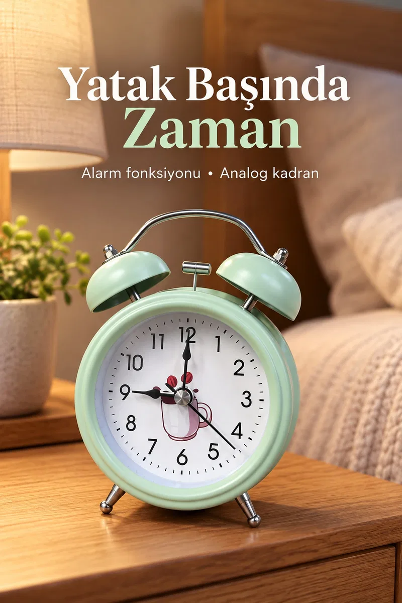 Desenli Kadranlı og Masa Saati Alarm Özellikli