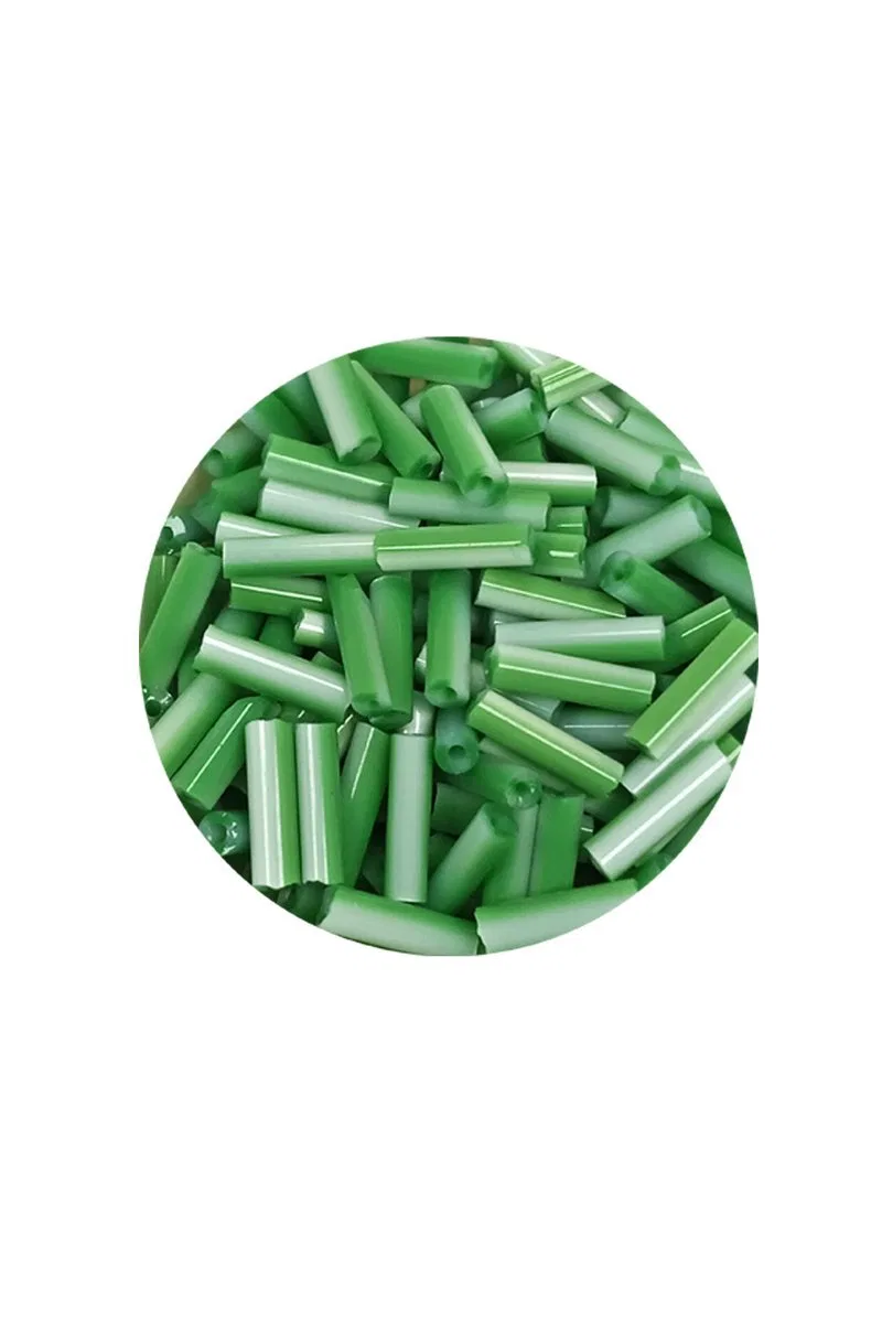 Uzun Boru Kesme Boncuk Çap 2mm Uzunluk 10 mm - 60 Gram - Yeşil Beyaz - BNC286 görsel 2