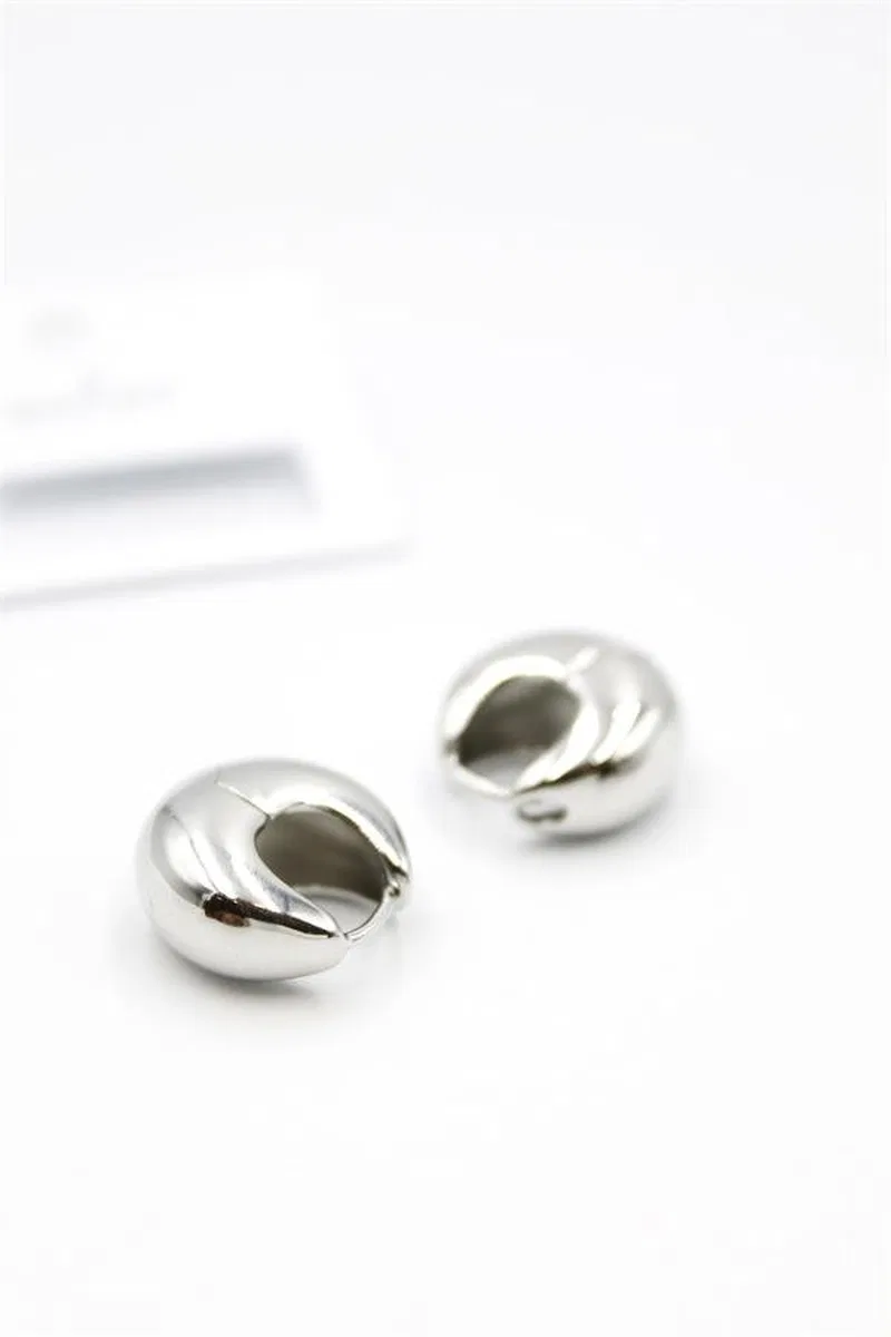 Oval Halka Küpe - Gümüş görsel 2