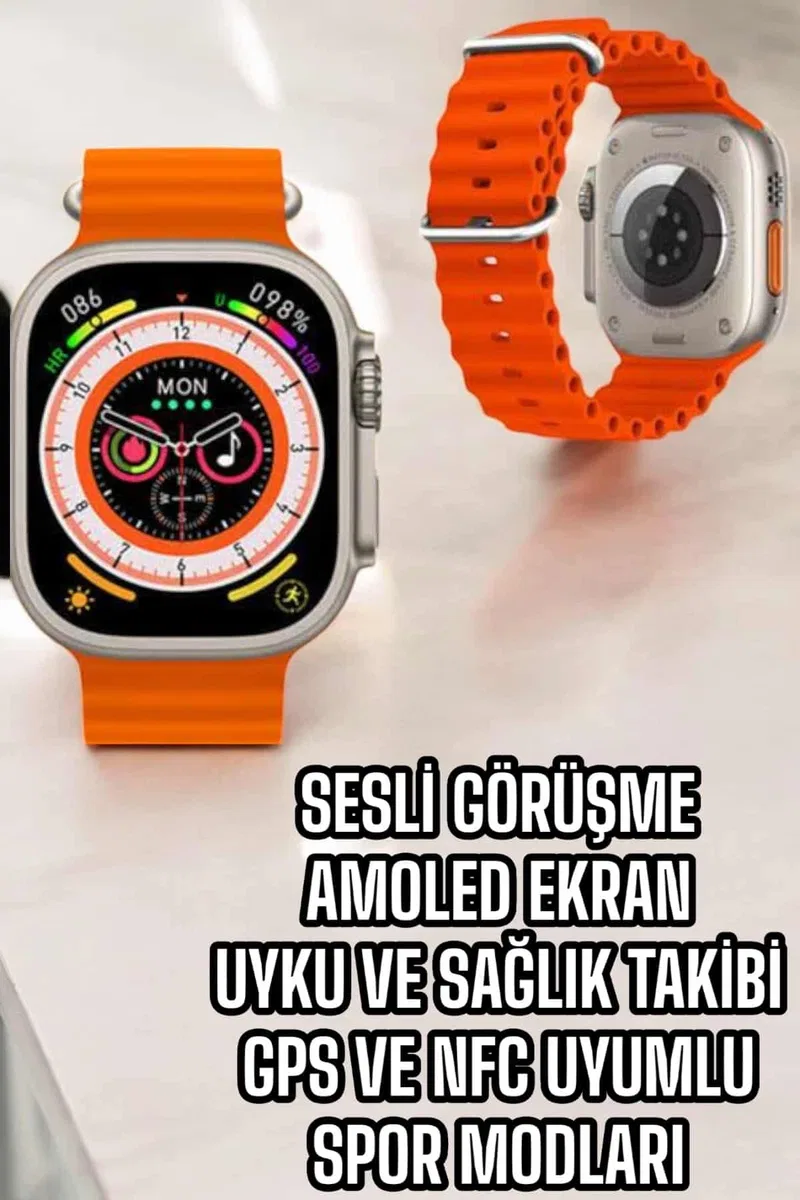 Yeni Nesil Akıllı Saat Nabız Ölçer Sağlık Ölçer ve Kalori Ölçer Uyku Takibi NFC Özelliği görsel 2