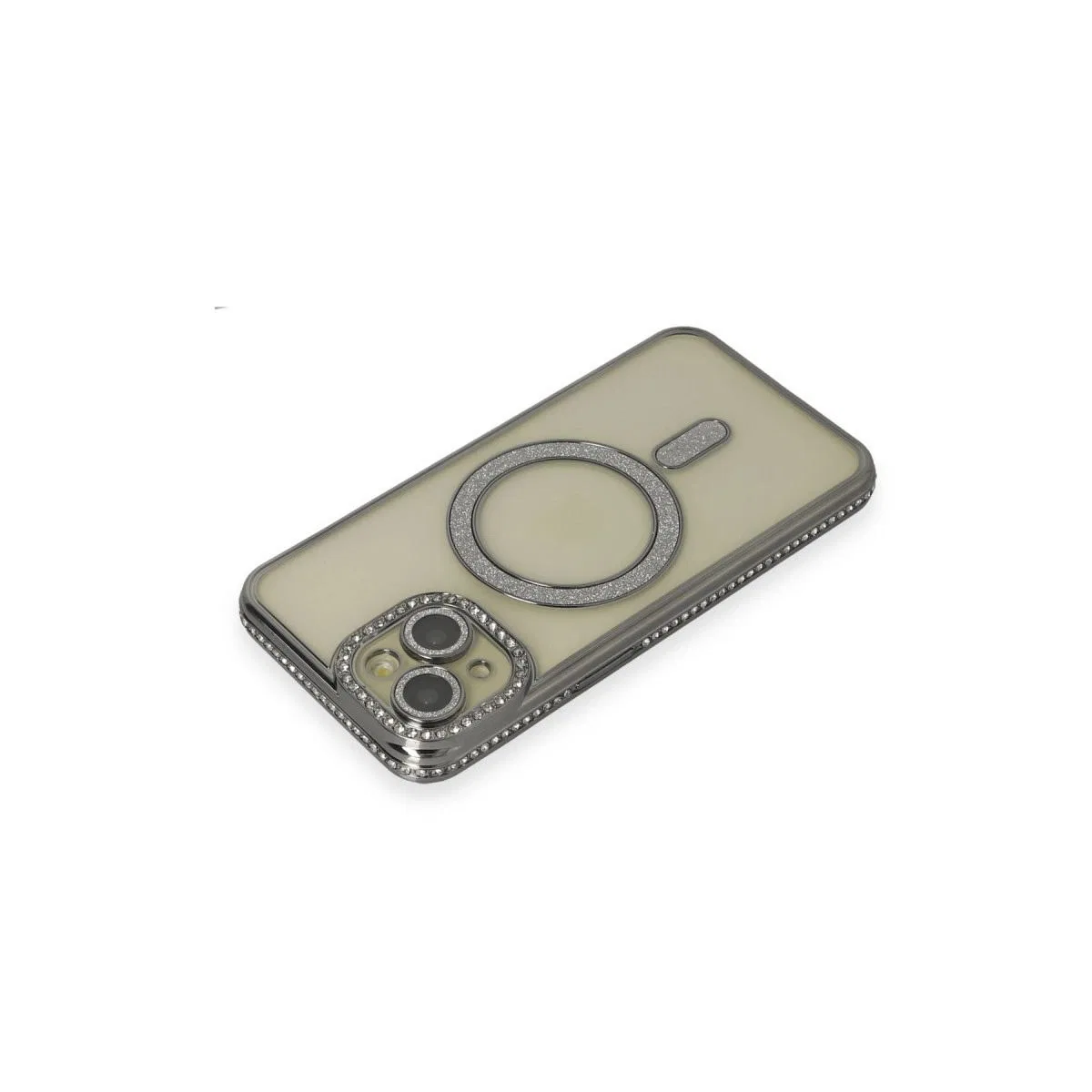 Apple İphone 14 Kılıf Joke Simli Magneticsafe Kılıf - Gri görsel 3
