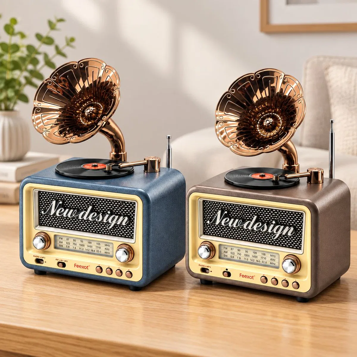 Retro Gramofon Radyo Bluetooth USB Şarjlı (AM/FM/SW)