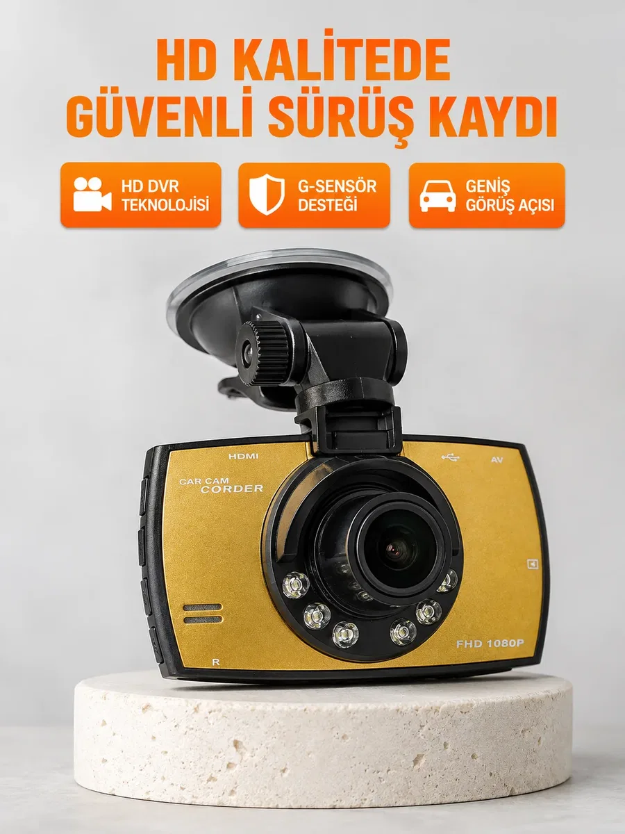 Araç Ön Kamera Full HD Kayıt ve G Sensor Özellikli