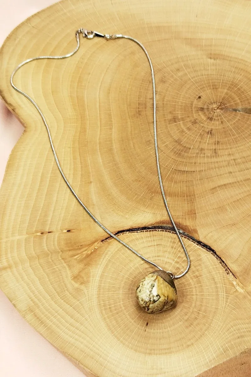 Jasper Doğal Taşı Zincirli El Yapımı Kolye Uç: 2 cm Zincir: 20 cm Kutulu görsel 7