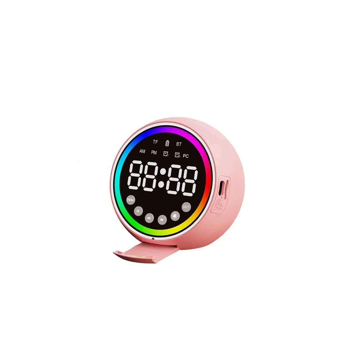 Mini Bluetooth Hoparlör Dijital Saat & Alarm USB Şarjlı Işıklı 5W görsel 3