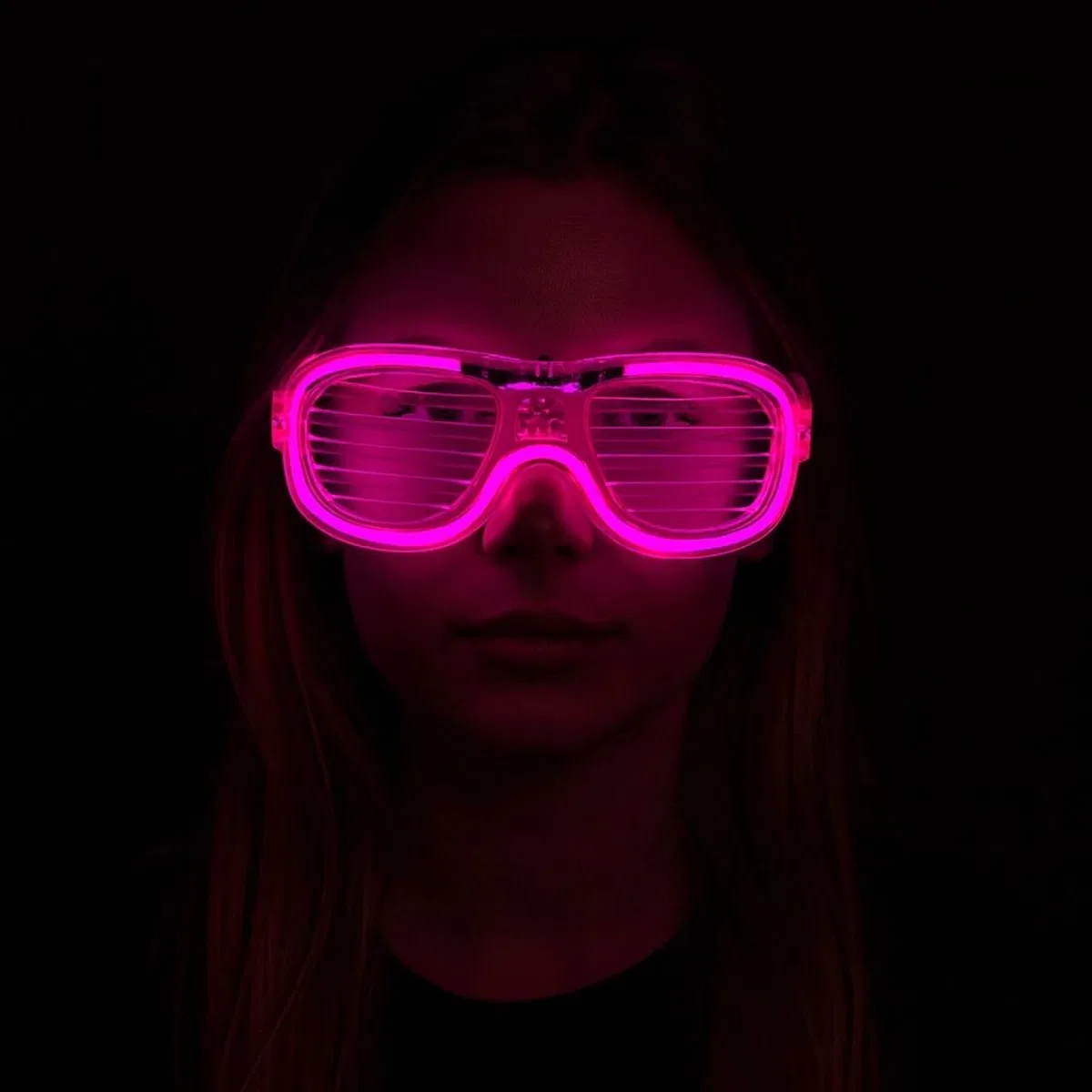 Pembe Led Işıklı Parti Gözlüğü - Neon Glow Şerit Gözlük 3 Modlu görsel 2