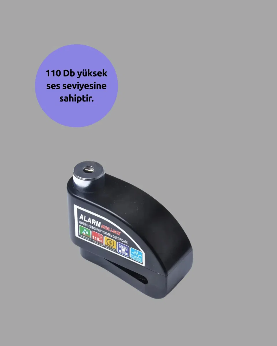 Çift Modlu 110dB Alarmlı Disk Kilidi Suya Dayanıklı görsel 2