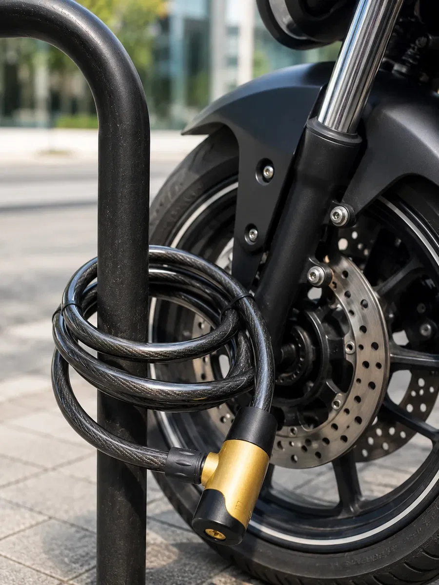 200 cm Uzun Çelik Kablo Kilidi Dayanıklı Anahtarlı Motor ve Bisiklet Kilidi görsel 3