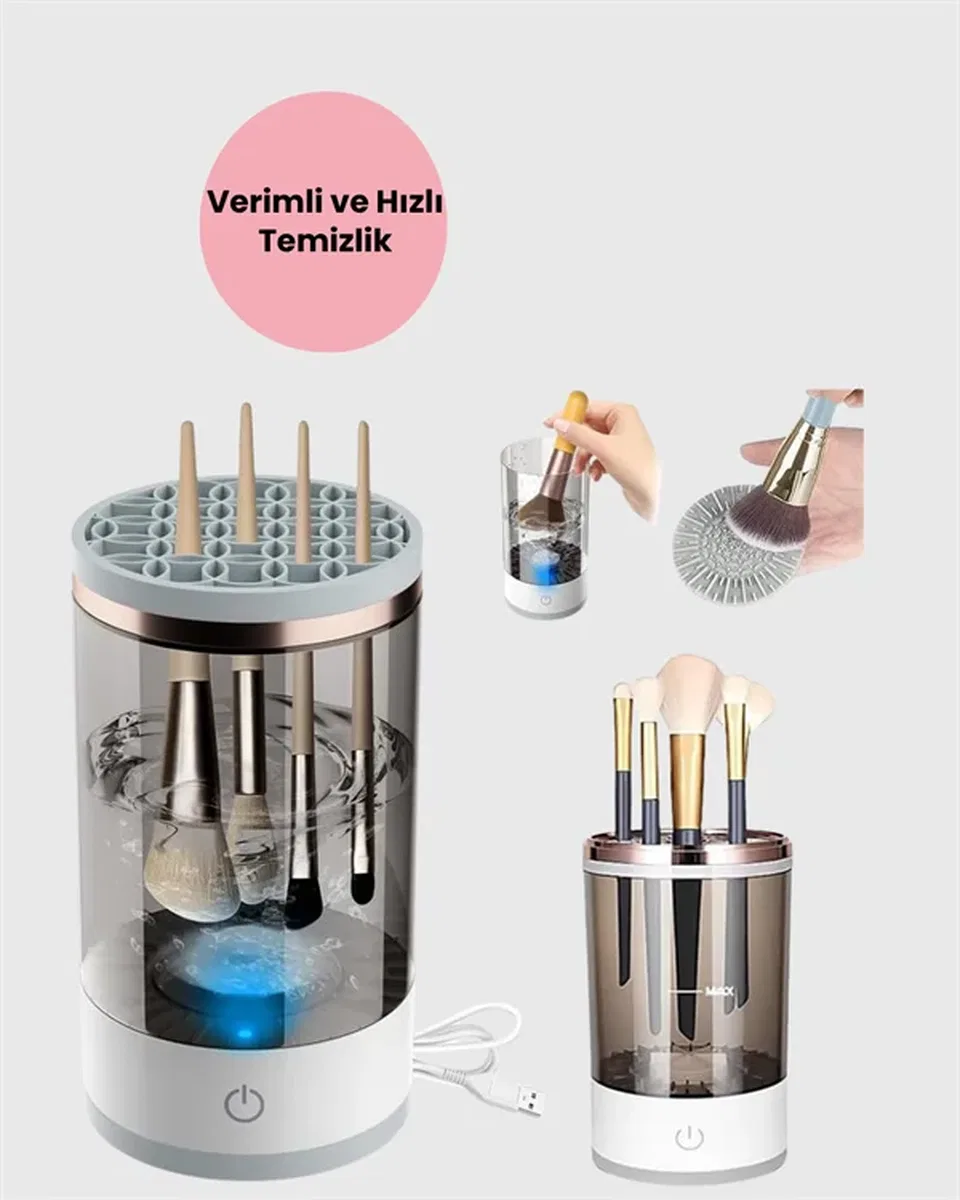 Taşınabilir, Sessiz ve Güçlü Makyaj Fırçası Temizleme Makinesi görsel 3