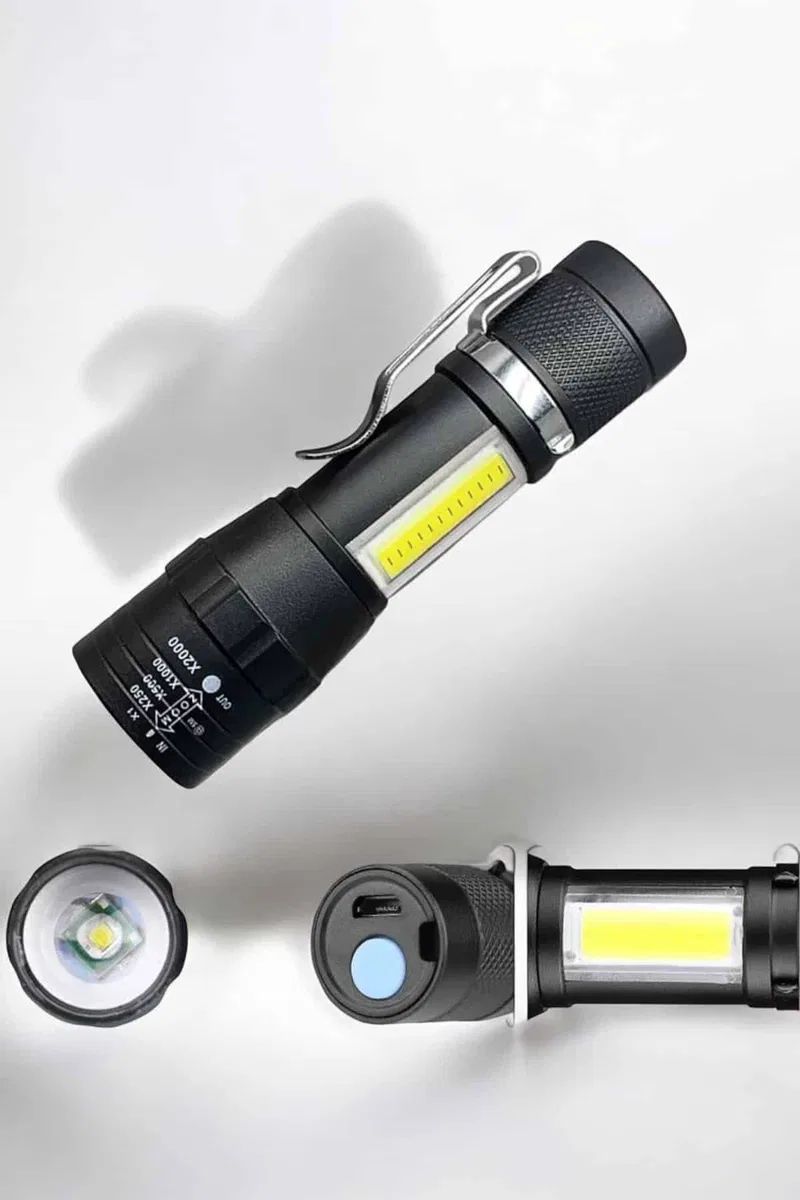 El Feneri Led USB Şarjlı Zoom Mini Led Işık Acil Durum Feneri görsel 2