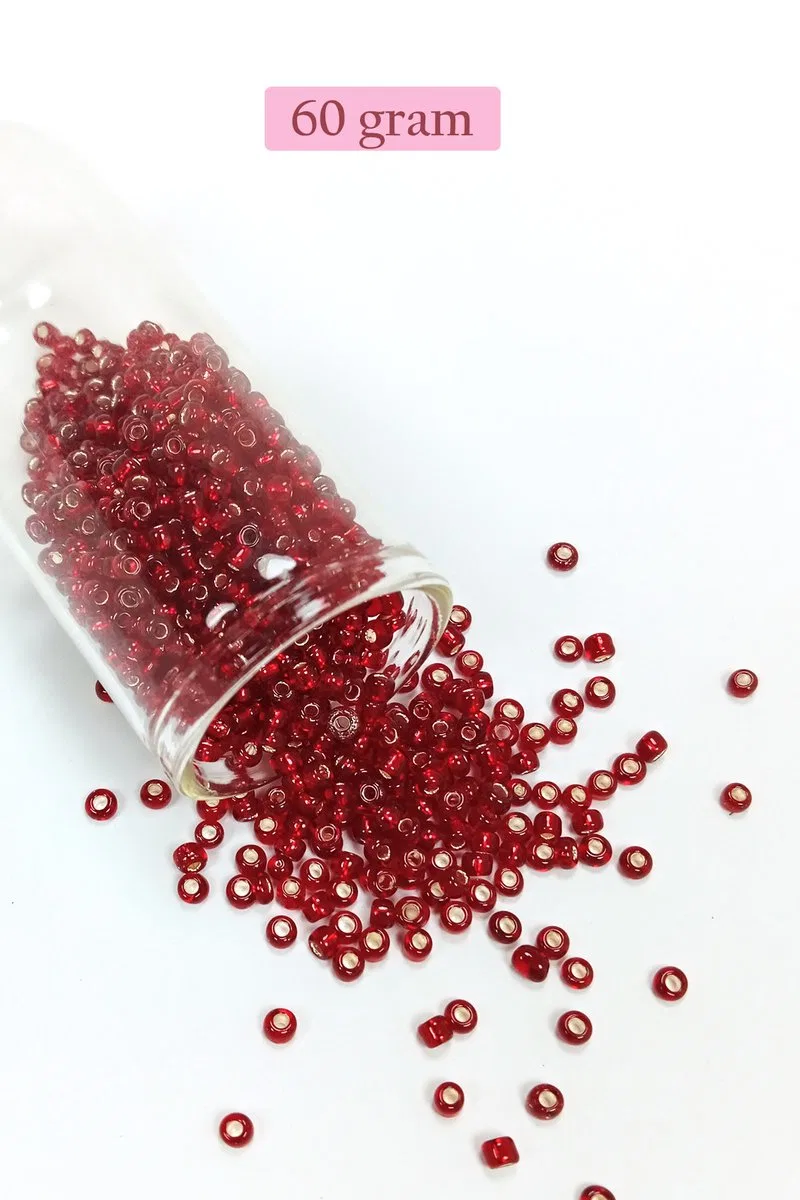Dökme Cam Kum Boncuk (8/0) 3 mm - 60 Gram - Koyu Kırmızı - BNC224
