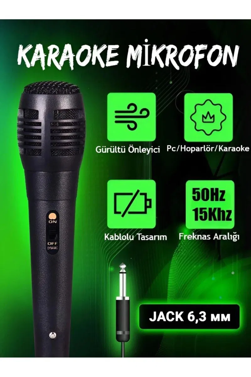 Karaoke Mikrofon Kablolu Mikrofon 6. 5 Mm Karaoke Mikrofonu görsel 2