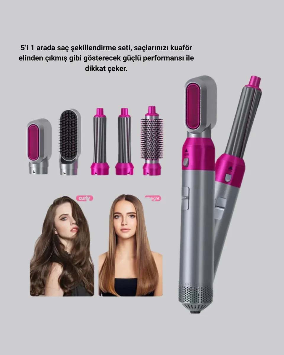 5’i 1 Arada Saç Şekillendirme Makinesi Hızlı Kuruma ve Kuaför Kalitesinde Sonuç görsel 3