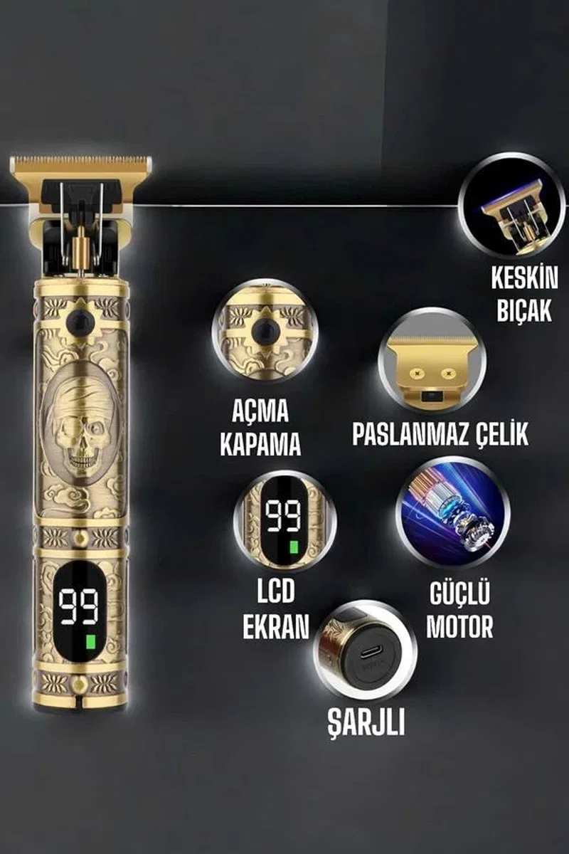 Tıraş Makinesi Çizik Tıraş Paslanmaz Çelik Uzun Ömürlü Şarjlı görsel 4