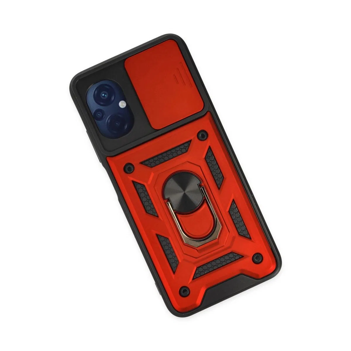 Xiaomi Poco M5 Kılıf Pars Lens Yüzüklü Silikon - Kırmızı görsel 3