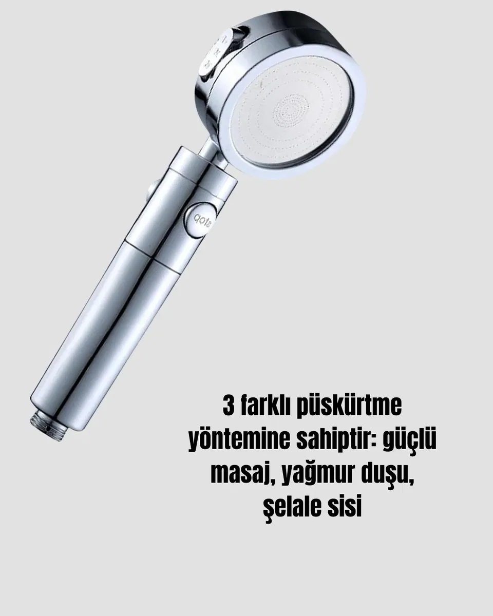 Kolay Montajlı 3 Modlu Yüksek Basınç Duş Başlığı görsel 3
