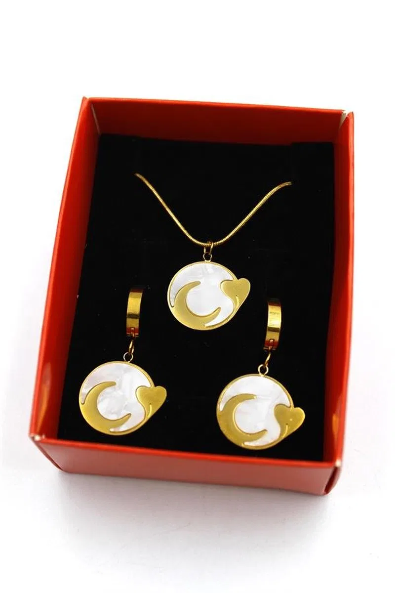 Hilal Kalp Set Kolye - Altın görsel 2