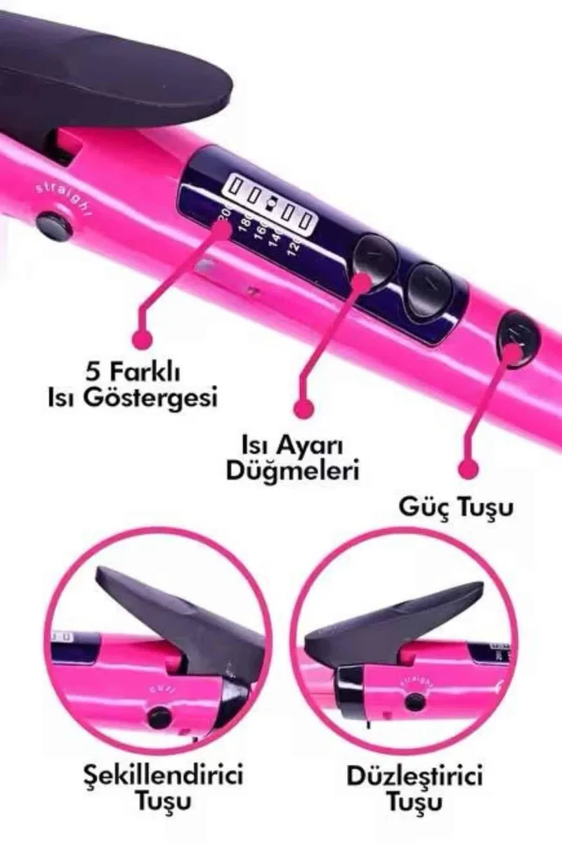 Saç Düzleştirici Şekillendirici Saç Maşası İkili Şekillendirici Isı Ayarlı görsel 2