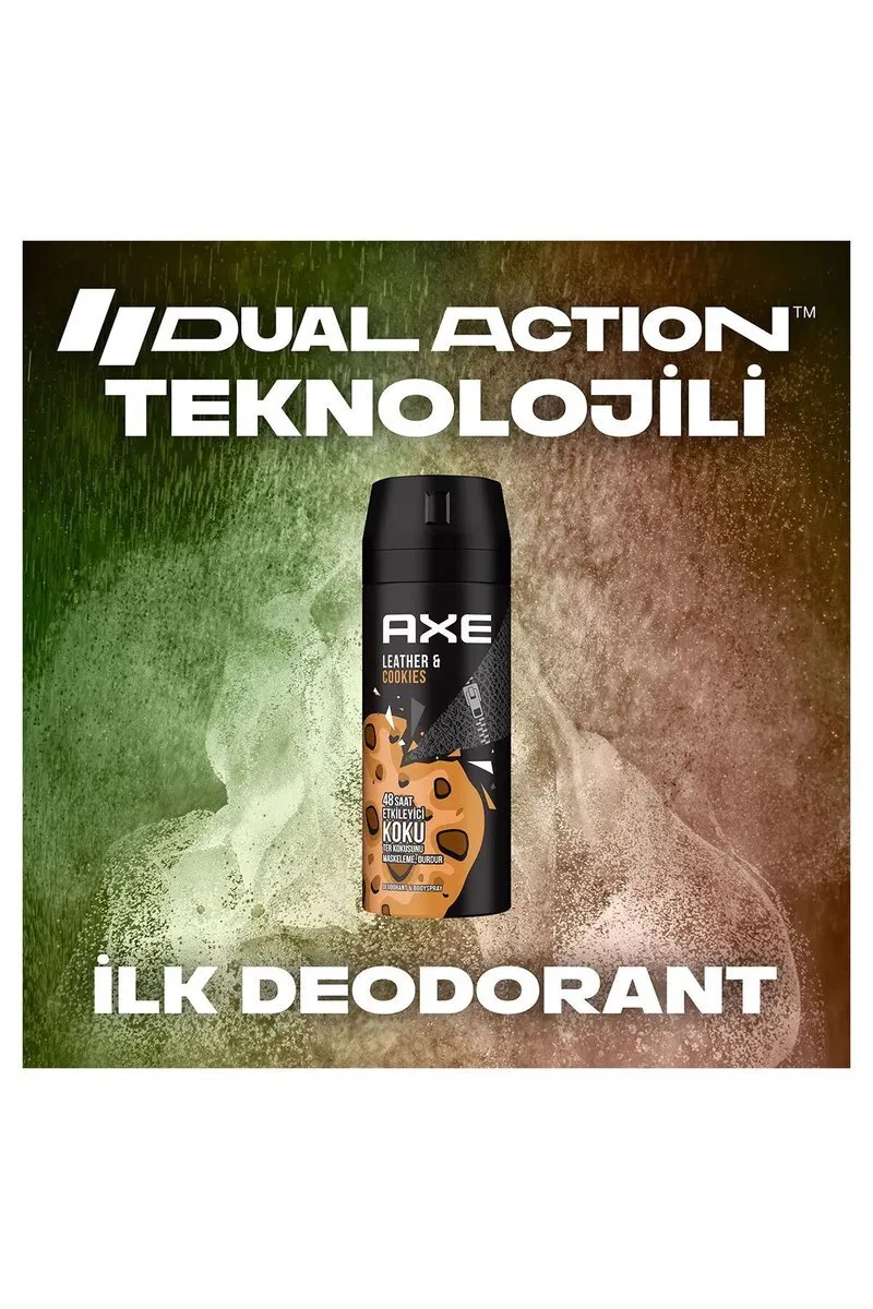 2 Adet Axe Erkek Sprey Deodorant Leather & Cookies 48 Saat Etkileyeci Koku 150 ml görsel 5