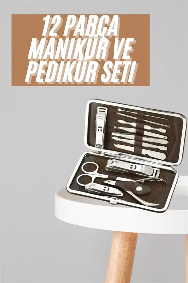 Tırnak Bakım Seti Tırnak Düzeltme Batık 12 Parça Çanta Tipi Manikür Pedikür görsel 2