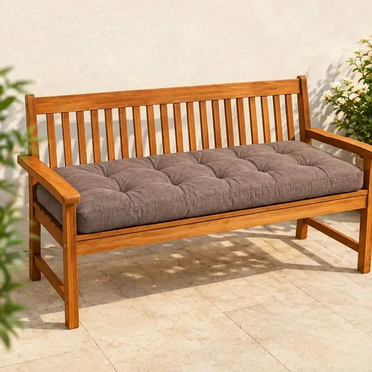 Kapitone Bank Minderi · 100 × 45 × 4 cm · Kahve