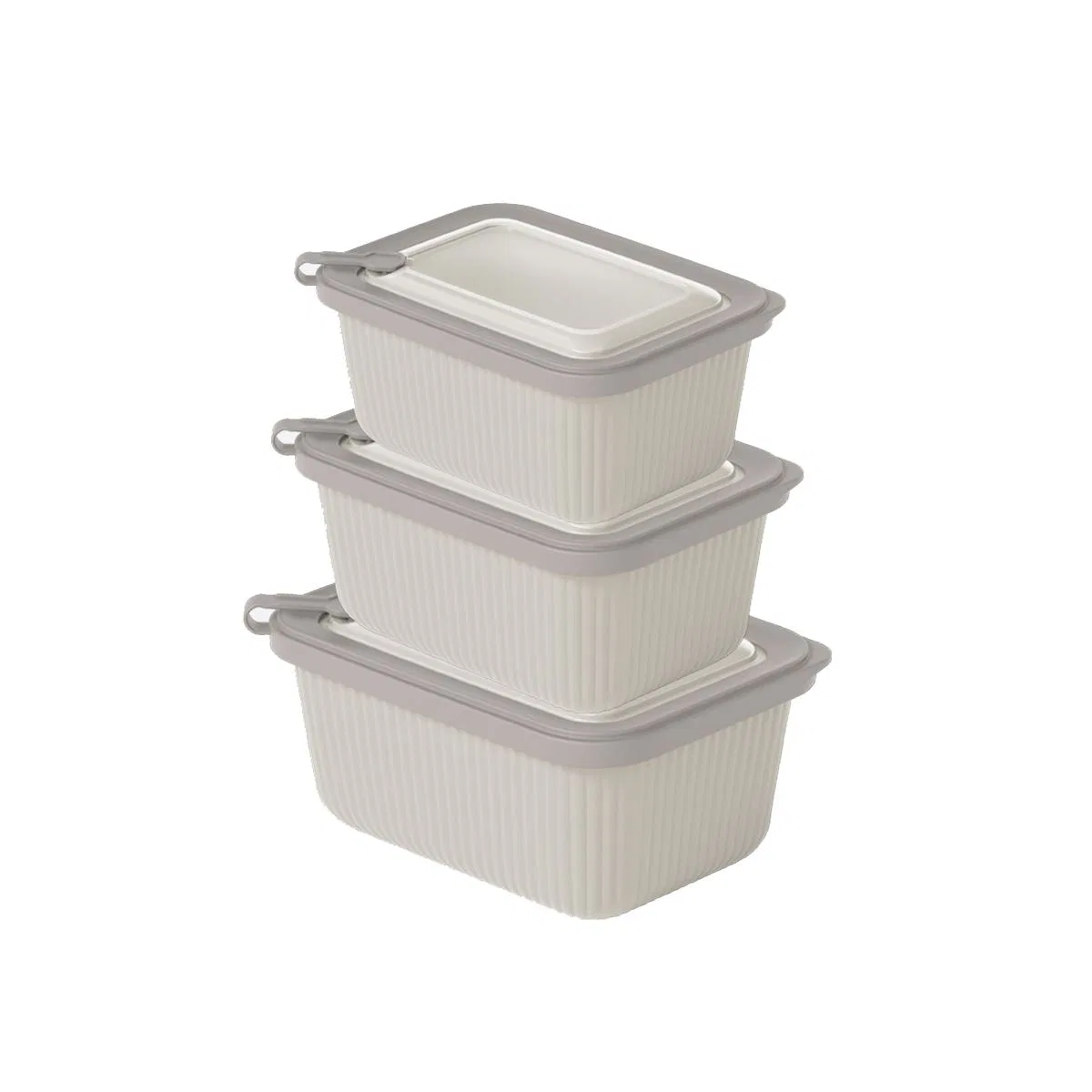 Plastik Saklama Kabı Seti - Mikrodalga Uyumlu Dikdörtgen (600/1100/1800 ml) görsel 4