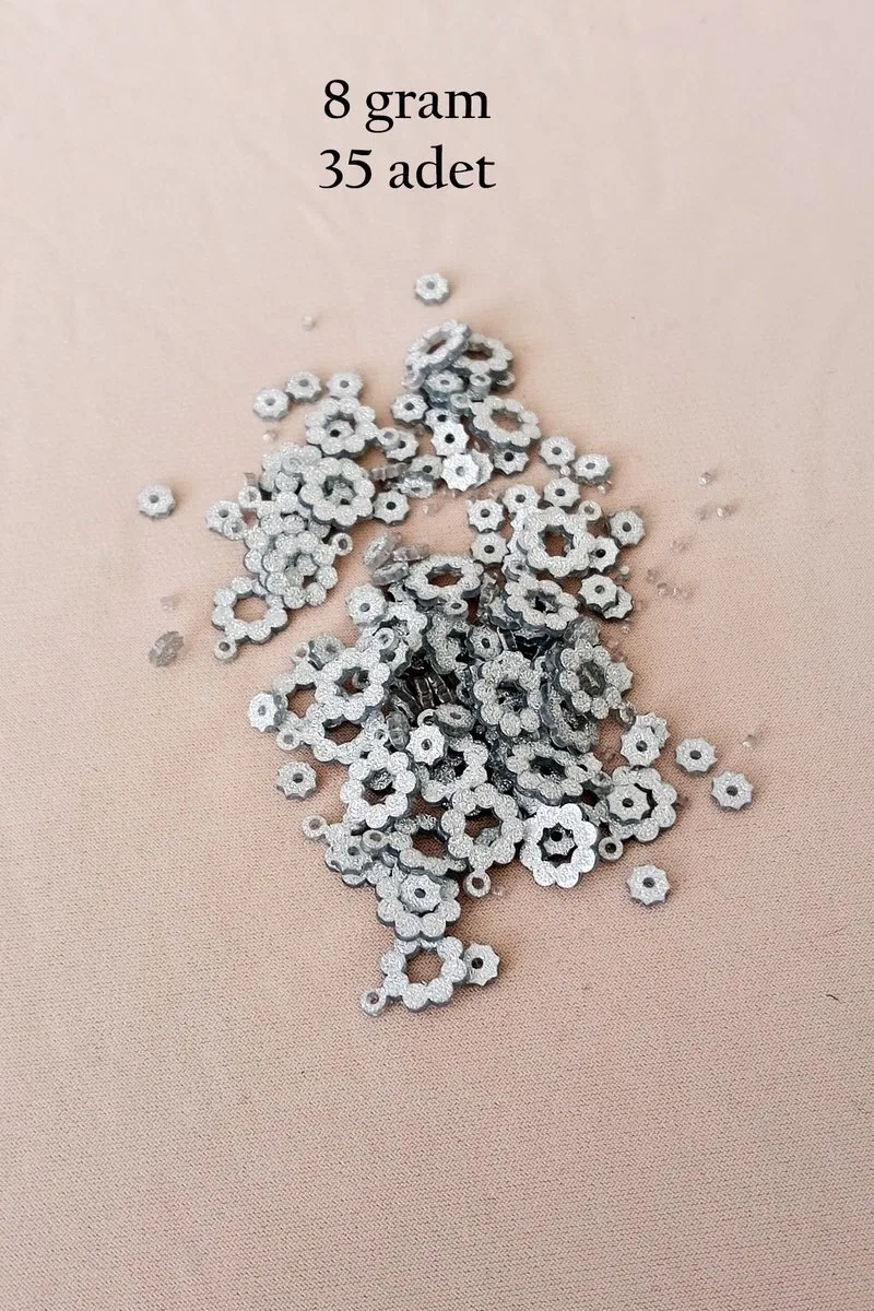 Oya Abiye Bileklik Kolye Pleksi Metalik Plastik Pul Gümüş Renk 8 gram 35 adet - BNC501