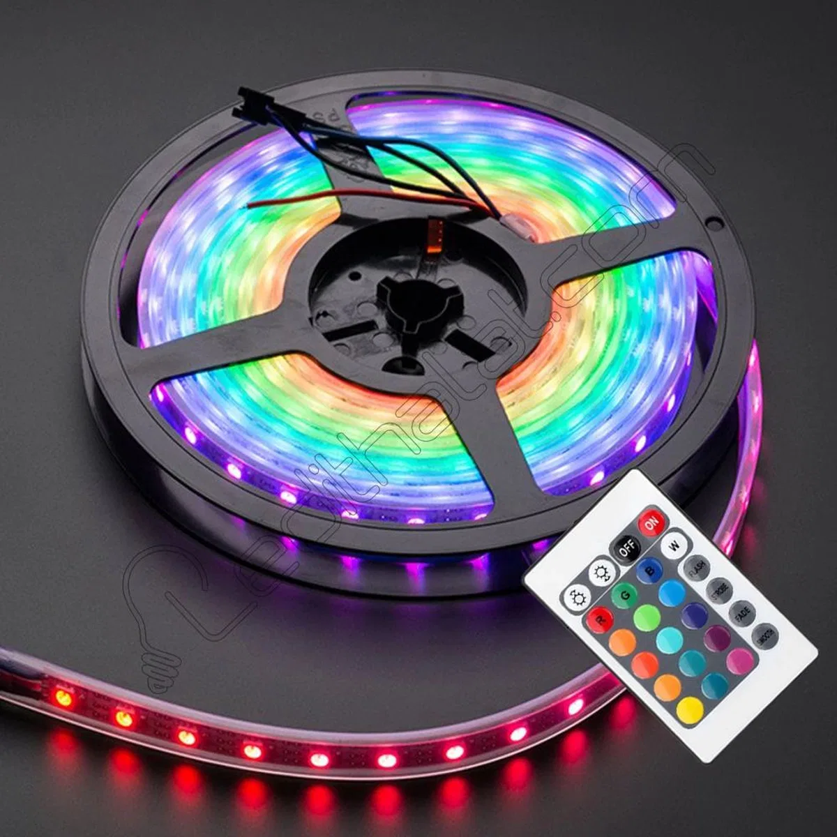 Rgb Şerit 5 Metre 16 Renkli Kumandalı Adaptörlü Çift Taraflı Bant görsel 4