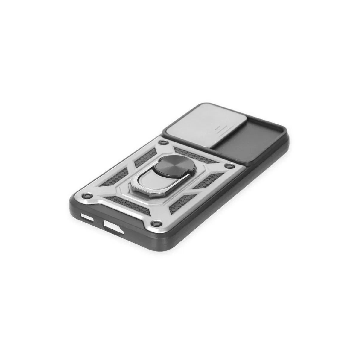 Samsung Galaxy S24 Kılıf Pars Lens Yüzüklü Silikon - Gümüş görsel 5