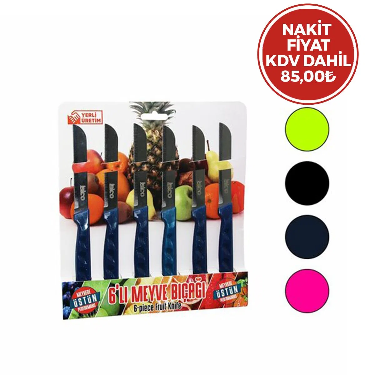 Dişli Meyve Bıçak Takımı - Renkli
