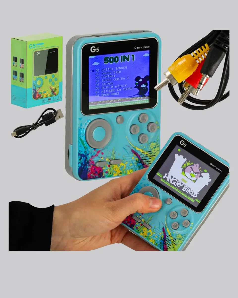 500 Oyunlu G5 Retro Mini Oyun Konsolu 3 İnç Ekran ve TV Desteği görsel 2