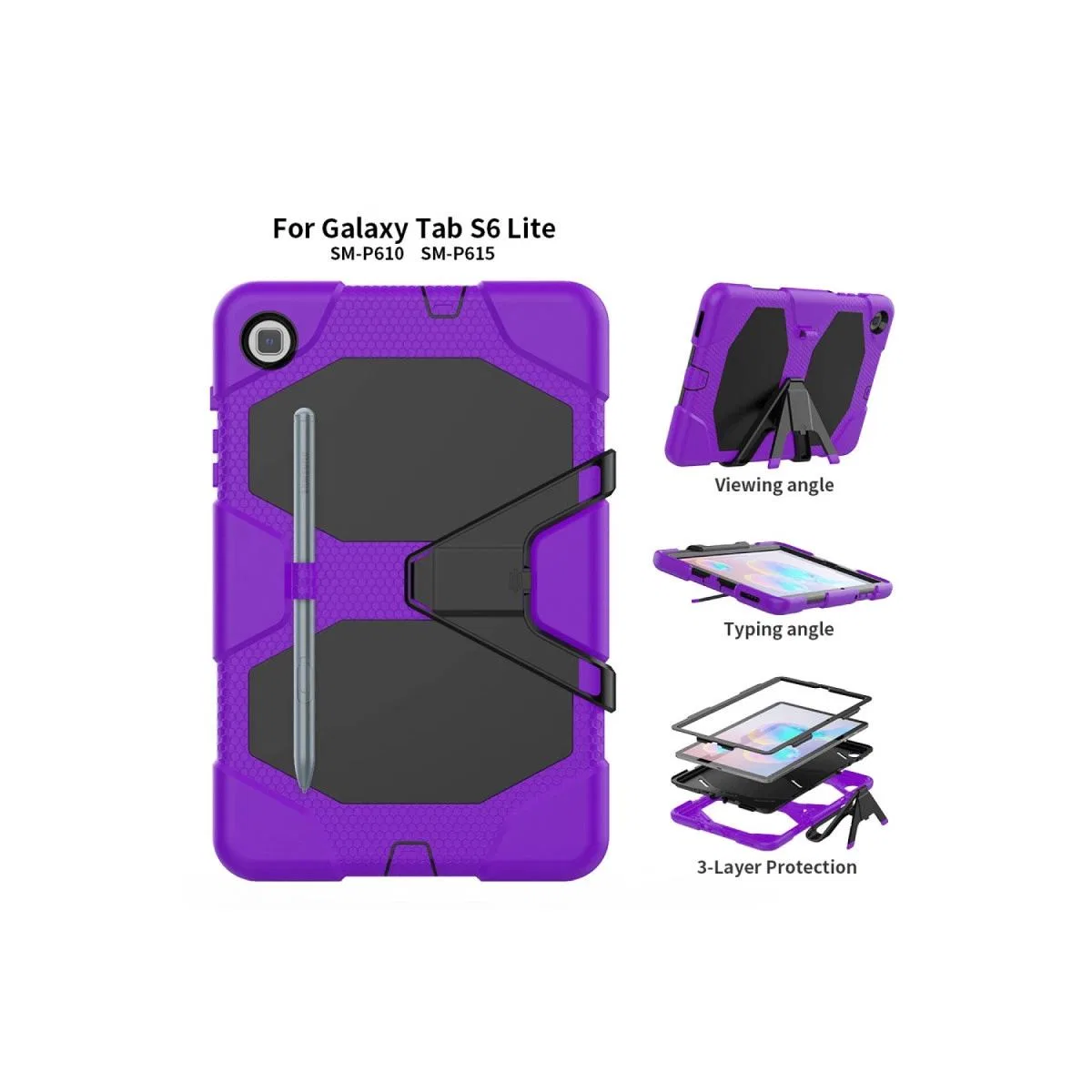 Samsung Galaxy T500 Tab A7 10. 4 Kılıf Griffin Tablet Kapak - Mor görsel 4