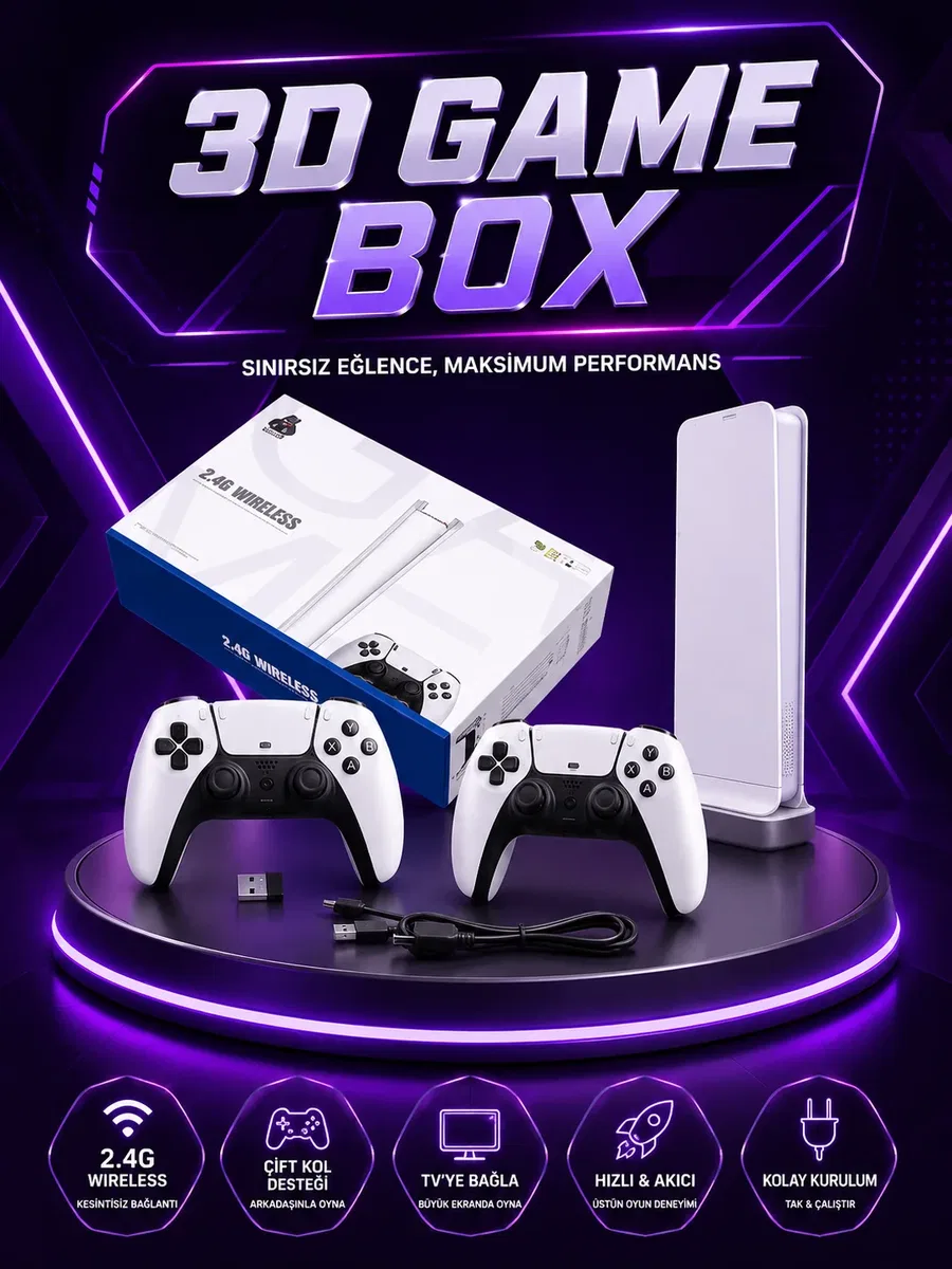 20. 000 Yüklü Oyunlu Kablosuz Retro Oyun Konsolu 4K Destekli