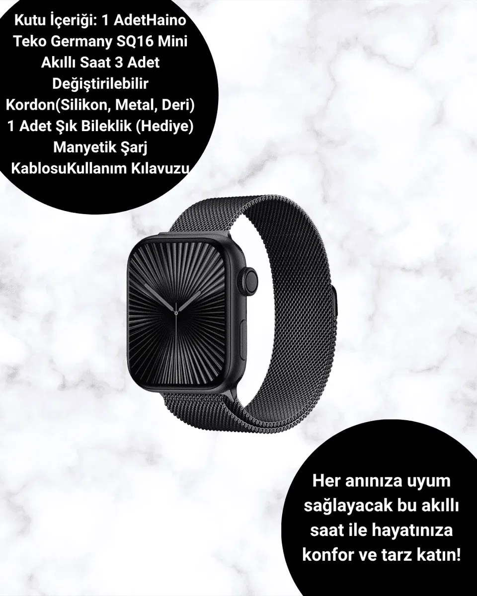 SQ-16 Mini Series 10 Akıllı Saat – 3 Kordon + Hediye Bileklik görsel 2