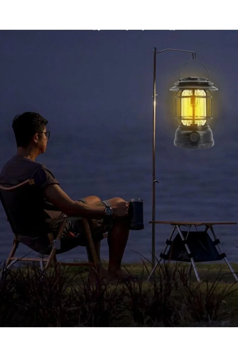 Usb Şarjlı Led Kamp Lambası - Bluetooth Müzik Çalar, El Feneri Ve Cep Telefonu Şarj Cihazı görsel 4