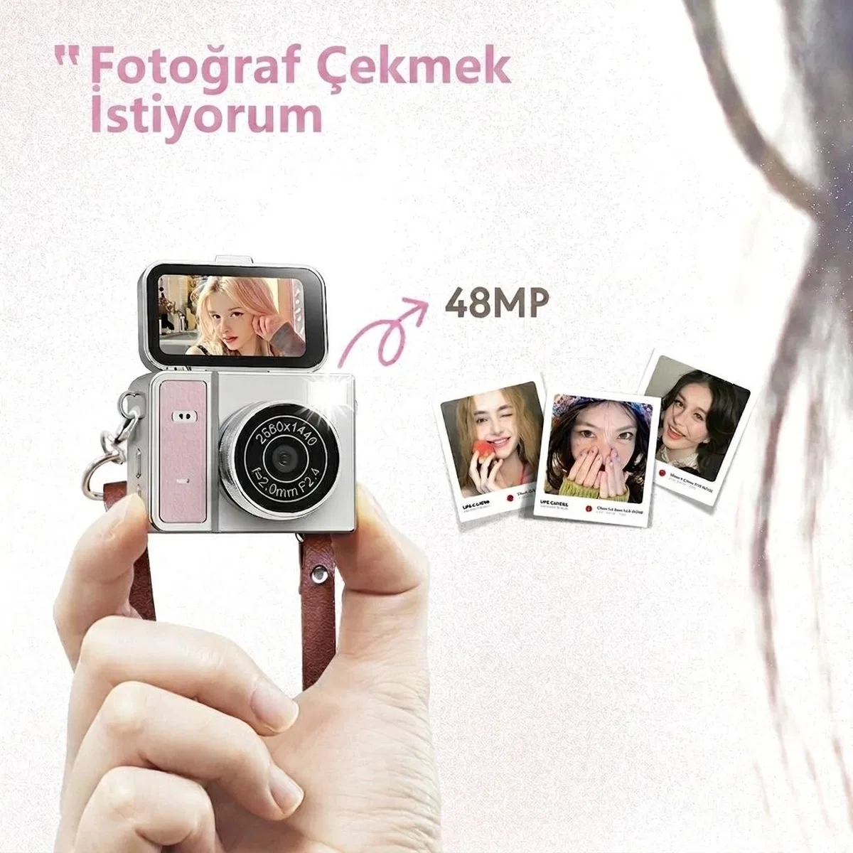 2k Mini Dijital Retro Video Kamera Flaşlı Dijital Vlog Mini Fotoğraf Makinesi Türkçe Menü Yeşil görsel 6