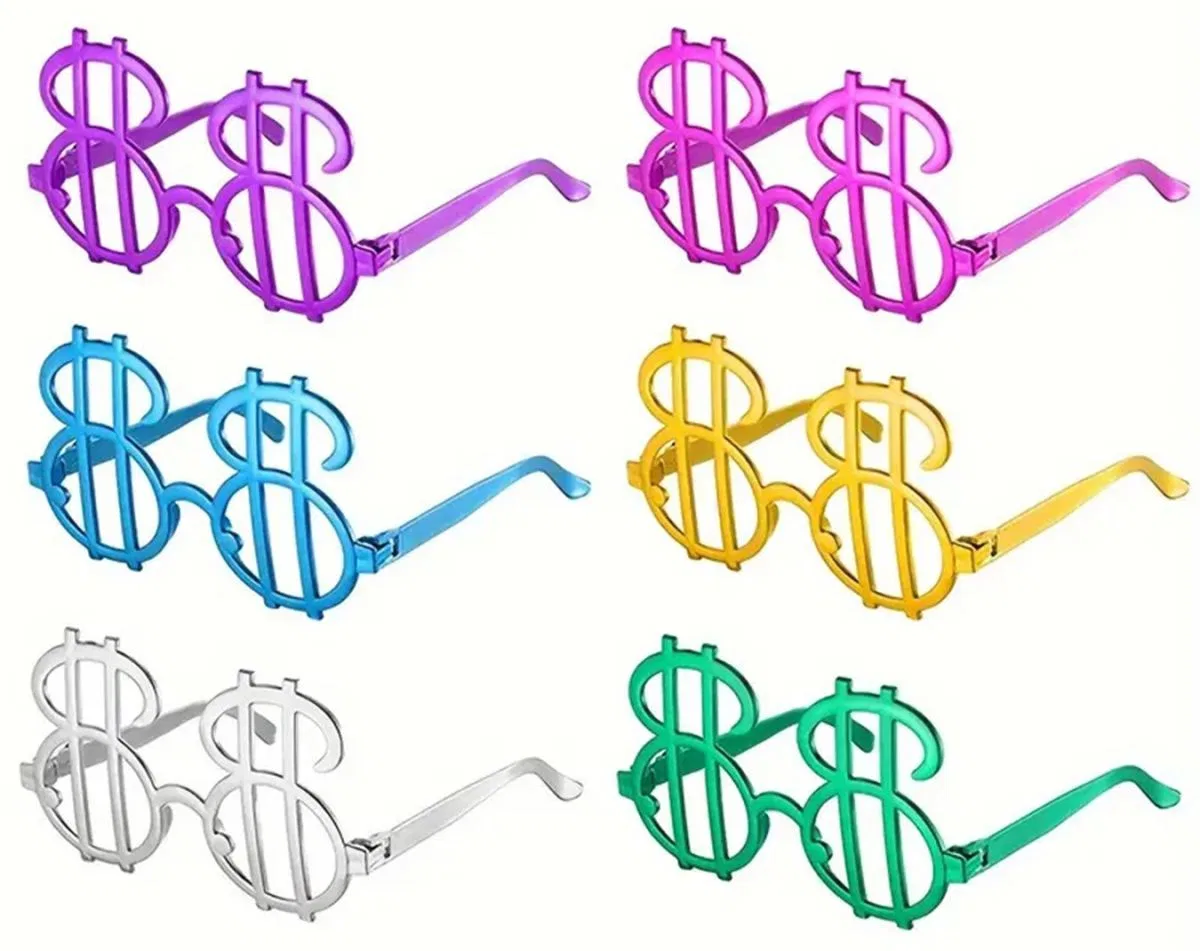 Dolar Şekilli Metalize Parti Gözlüğü 6 Adet görsel 2