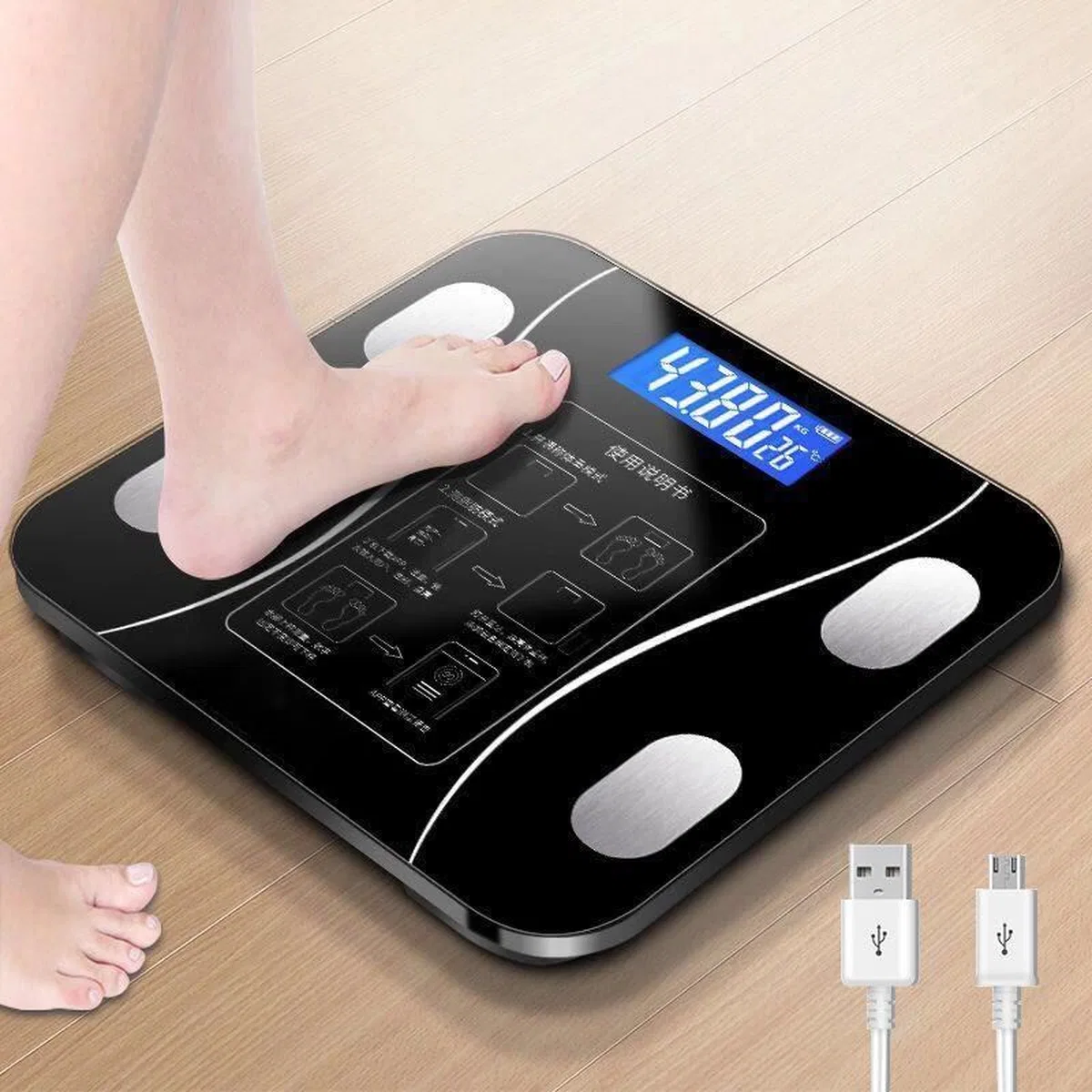 Akıllı Kablosuz Dijital Banyo Ve Vücut Yağ Ağırlık Ölçeği Vücut Kompozisyonu izörü Bluetoothlu Tartı